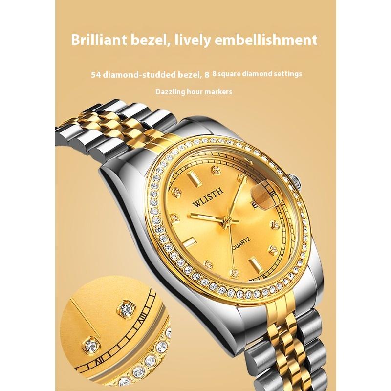 Top Marke Paar Wasserdicht Leuchtend Kalender Quarz Diamantuhr