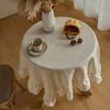 Farmhouse Ruffle Round Tablecloth, Retro Cotton Linen Flounce Tablecloths Washable Table Cover For Kitchen Party Wedding Decor