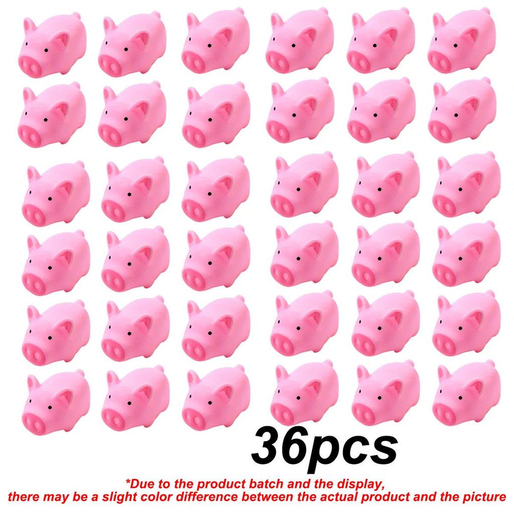 6/36pcs Mini Rubber Pig Baby Bath Toys Pink Piggy Decompression Venting Toys Float Squeak Toys for Baby Shower for Children