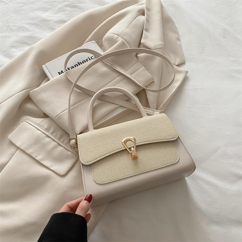 Foreign-style Indentation Lychee Pattern New 2025 Summer Lock Simple Casual Messenger Shoulder Portable Small Square Bag Woman