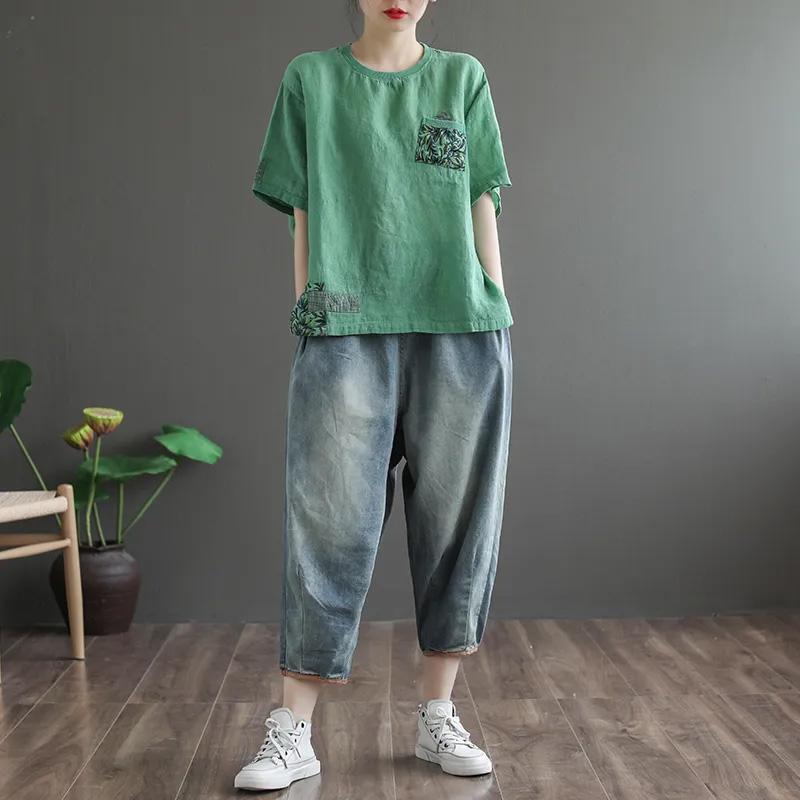 Dámské tričko Letní Velká velikost Bavlněné tričko Měkké Volné Ležérní Pohodlné Pulovr Tričko Top