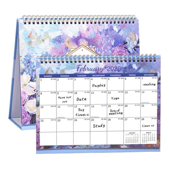 2026 Desk Calendar Standing Flip Desktop Calendar with Twin-Wire Binding Jan 2026 - Dec 2026 12 Monthly Planner for Home Office School