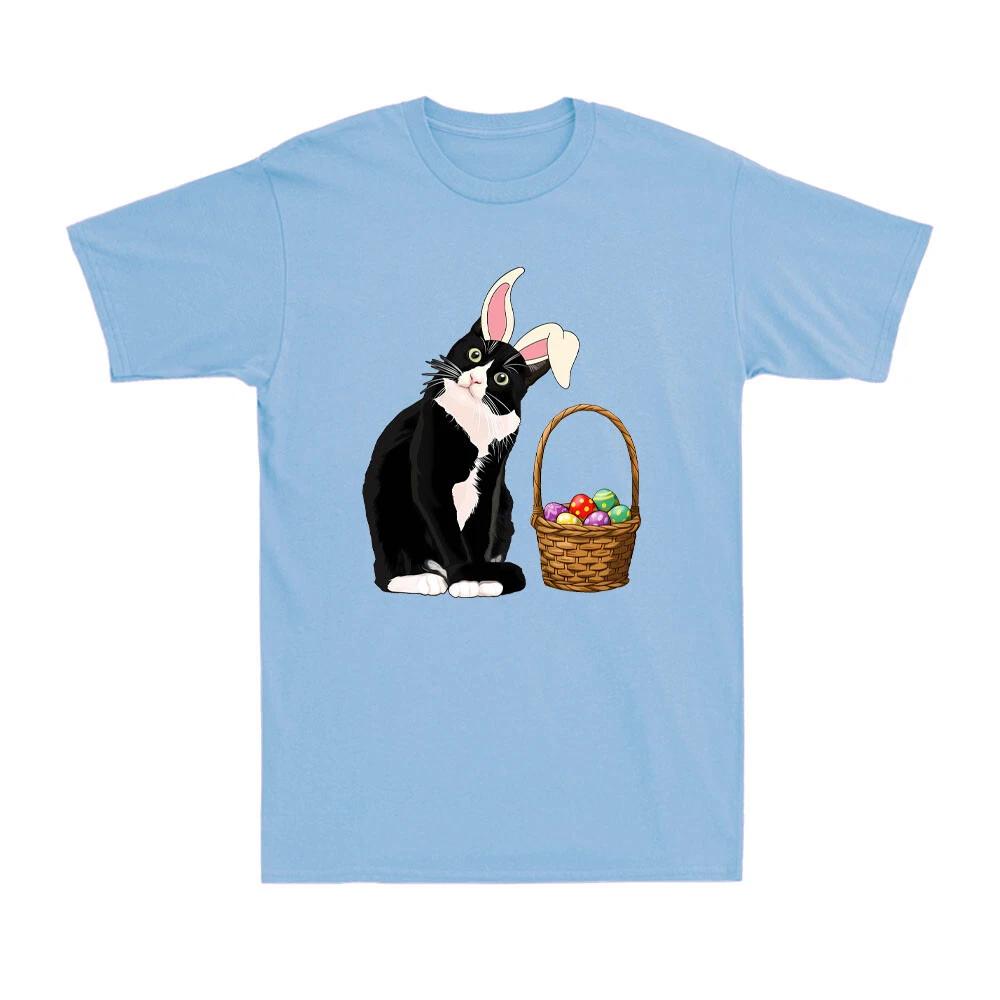 Bunny Ear Cat Easter Egg Hunt Happy Easter Sunday Cat Novelty Men s T-Shirt 2XL