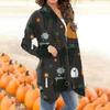 Women's Halloween Print Open Front Cardigan Long Sleeve Lightweight Casual Outerwear Sweater with Draped Hem for Fall and Winter
