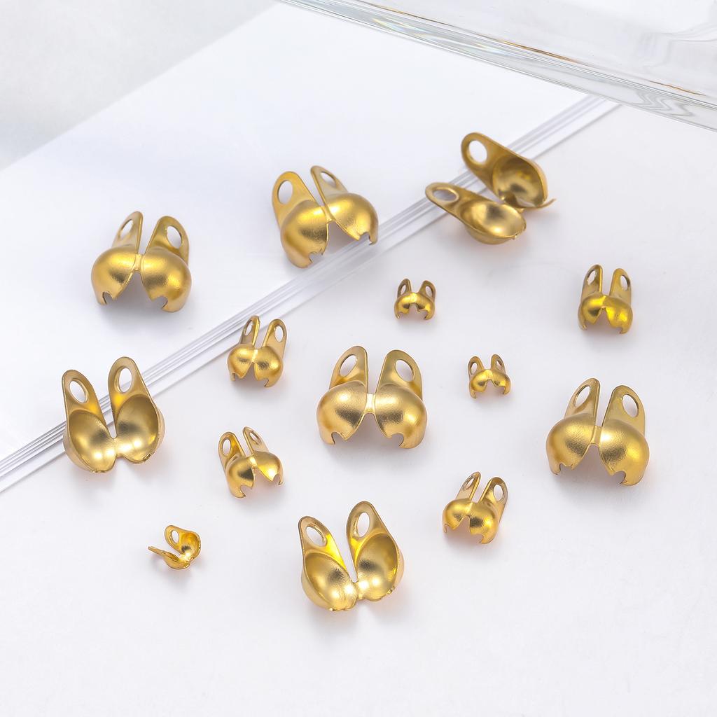 10pcs Stainless Steel Double Hole End Clasp Beads Open Cover Crimp Connector Beads For DIY Jewelry Making Necklace Component