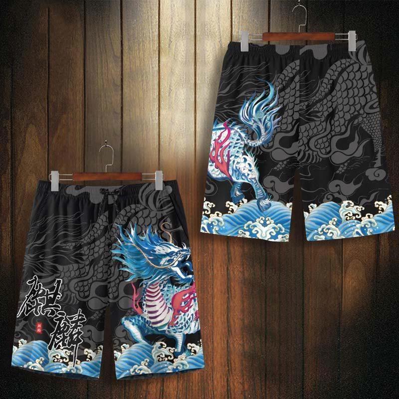 

Chinese Kirin Muay Thai Kickboxing Training Shorts Print Quick Dry Martial Art Boxer Unisex Men Women Kid Fighting Fitness Sport Gym Workout S