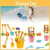 Colorful Plastic Beach Toy Set For Kids Featuring Sand Tools Buckets And Shovels