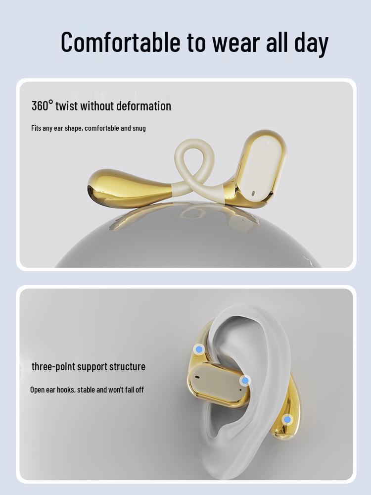 Q11 Ear-Hook Wireless Bluetooth Earbuds: Sporty, Non-In-Ear, Electroplated Finish, Digital Display, Long Battery Life