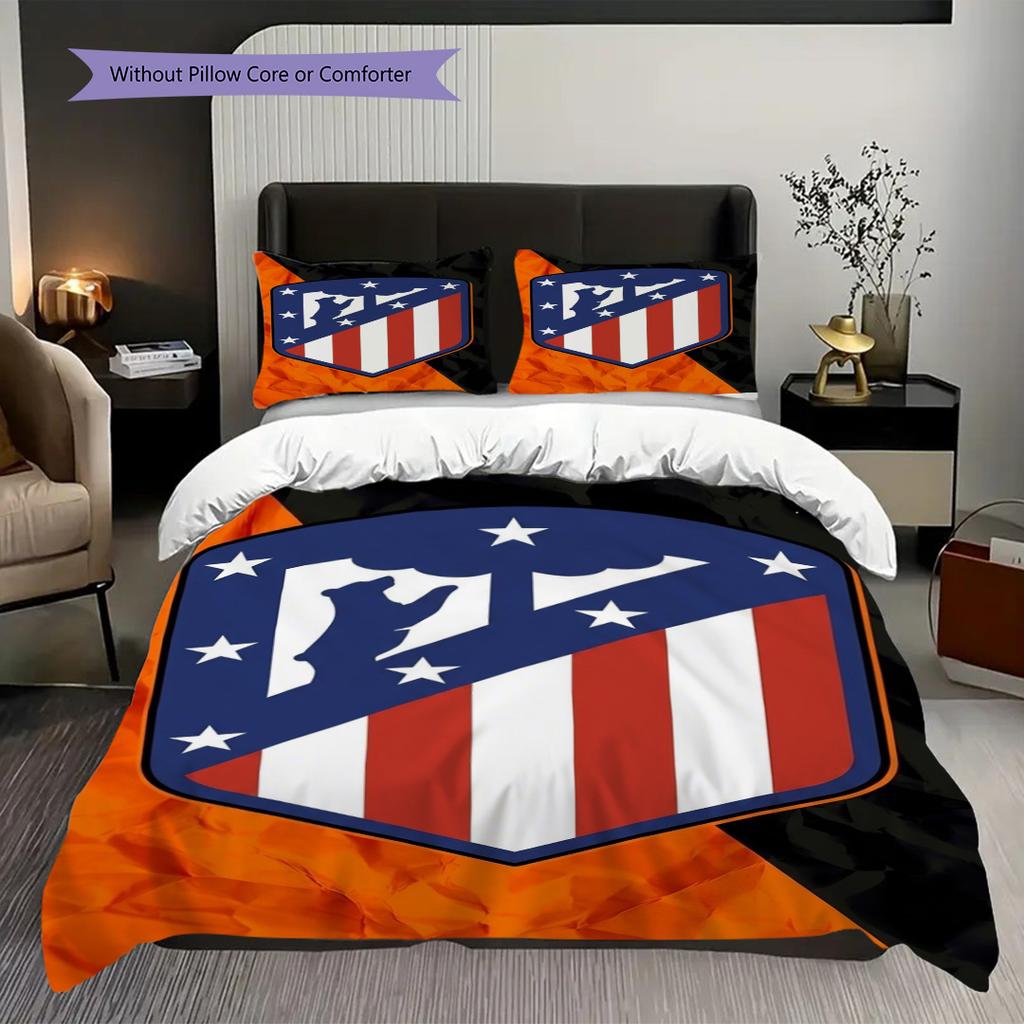 Strength Unity: Atlético Madrid Spirit Three-piece Set (1 * Duvet Cover + 2 * Pillowcase, Without Core) Duvet Cover and Pillowcase Bedding Set