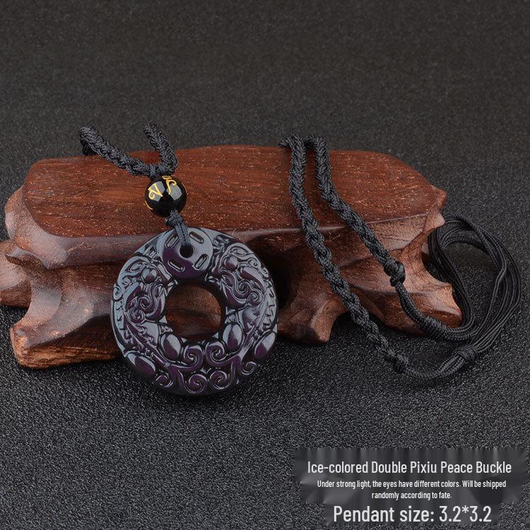 Obsidian Pixiu Pendant Necklace for Men and Women - Attract Wealth and Good Luck with Crystal Accessories