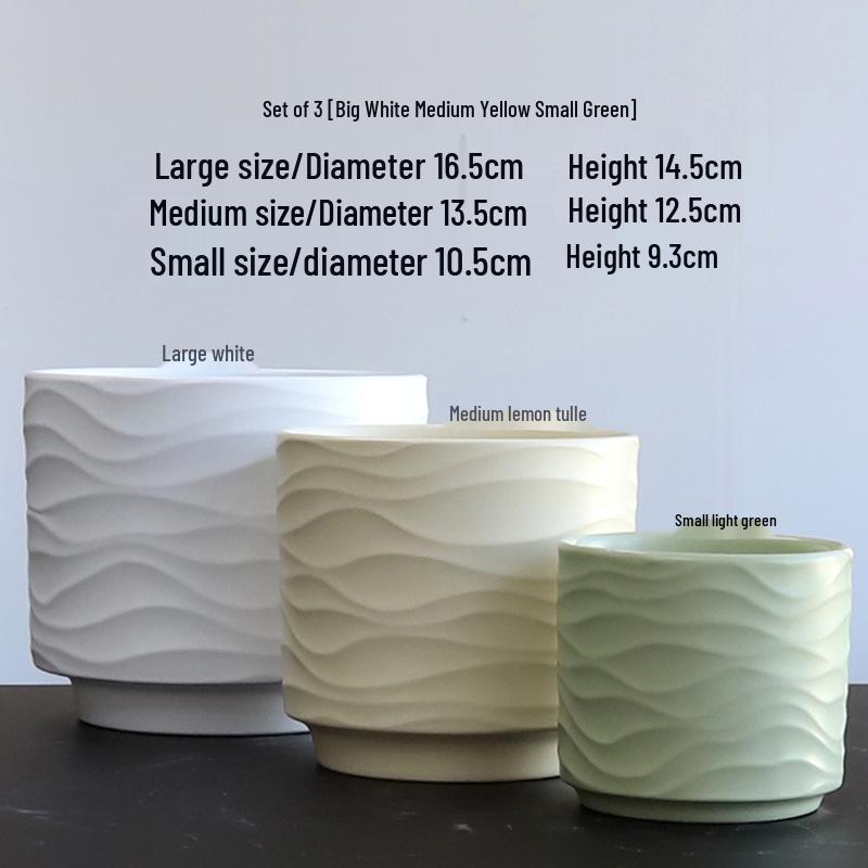 Nordic Minimalist Ceramic Flower Pot with Tray for Phalaenopsis, Orchid, and Succulent Plants