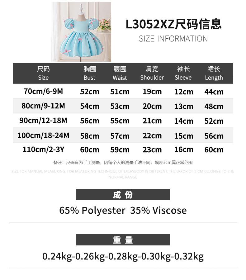 Wedding Flower Girls Dress Toddler Baptism 1st Birthday Dress Baby Girl Clothes Princess Wedding Lace Party Kids Costume L3052