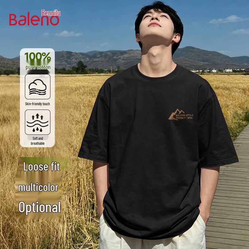 Baleno Men's Pure Cotton Heavyweight Loose Fit Round Neck T-Shirt