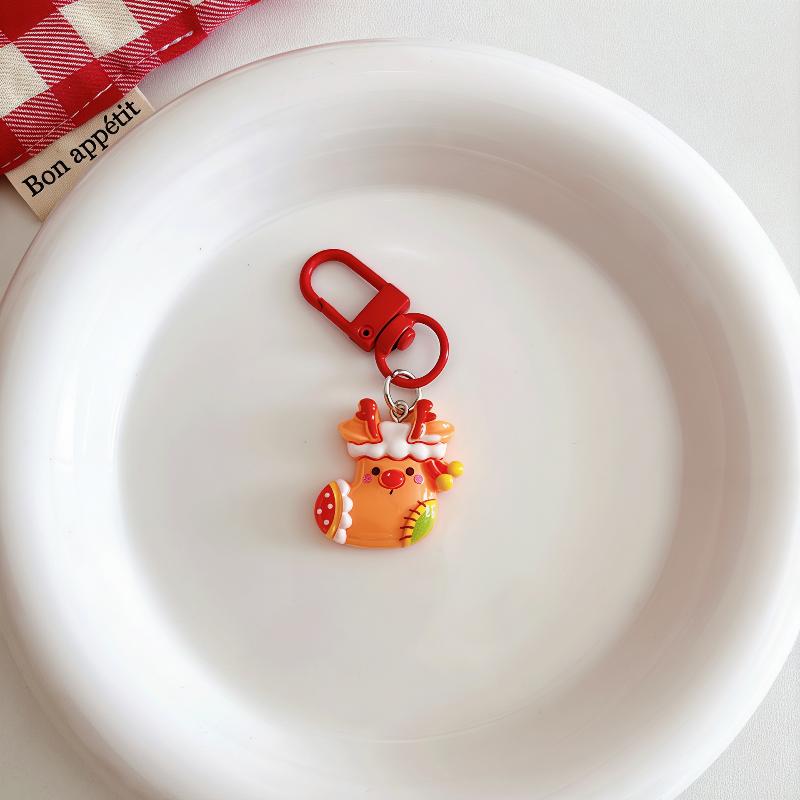 Cartoon Christmas Keychain Cute Santa Claus Christmas Tree Pendant Keyring Backpack Headphone Case Hanging Decoration Gifts