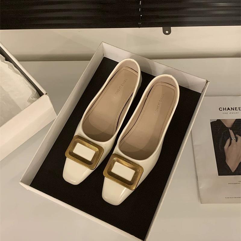 

thick heel square head single shoes women s shoes new spring and autumn one-pedal retro versatile black commuter shoes 35