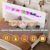 Wooden Bed Frame with Storage In the Headboard, LED Lighting, Integrated Outlets, Modern Platform Bed In White 140 X 200 Cm