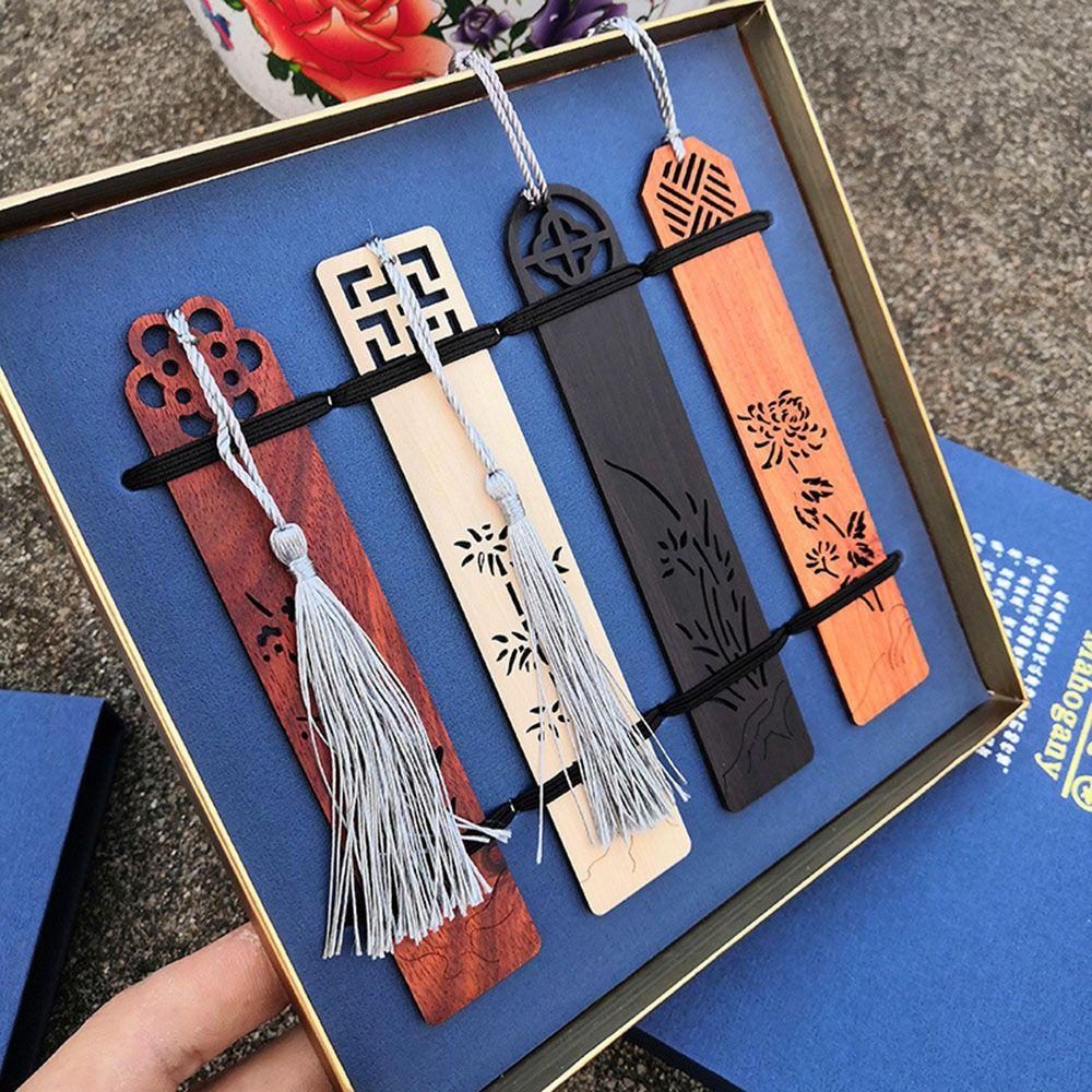 

Style Tassels Carved Wooden Bookmark Bookmark Set Natural Handmade Bookmarks Wooden Bookmark Bamboo