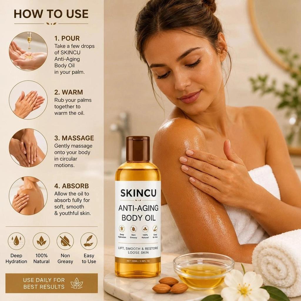 SKINCU Body Oil for Dry Skin, Lightweight Moisturizing Body Oil, Daily Skin Care Oil, 100ml, Pack of 2