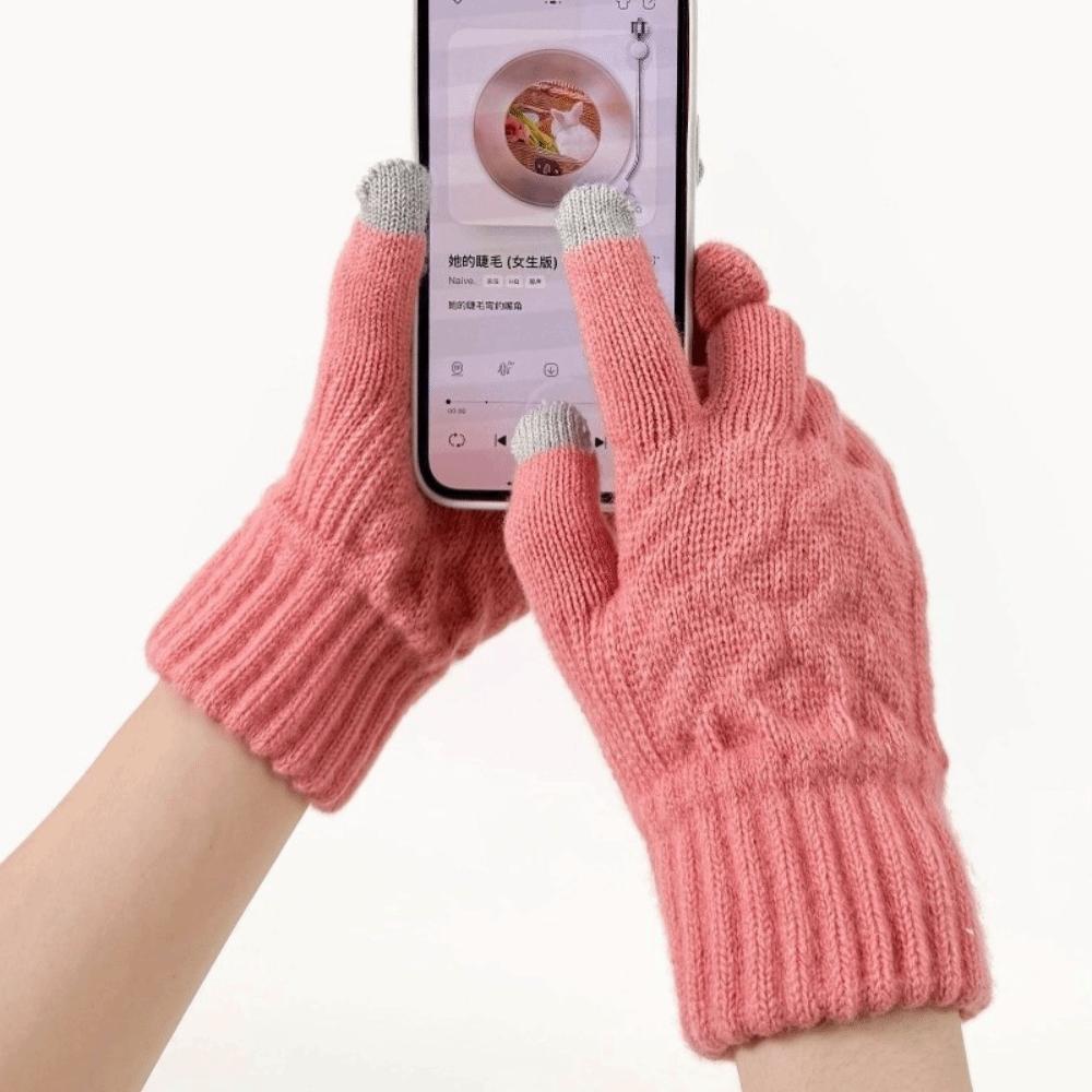 Thickened Winter Knitted Gloves Windproof Wool Gloves Fashion Cycling Gloves  for Men Women
