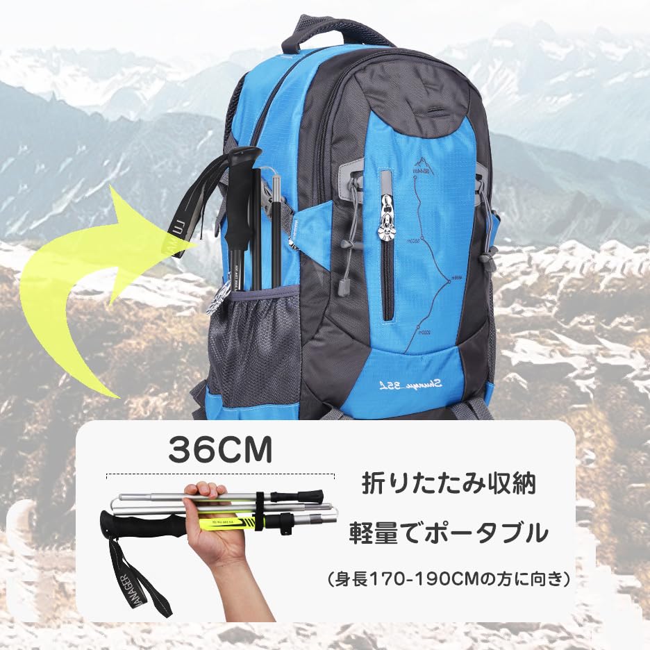 Set of 2 Foldable Trekking Lightweight and for and Adjustable Length for and Seniors for Heights Poles, Durable, Walking, Excursions, Mountaineering,