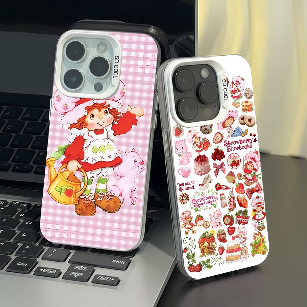 Strawberry Sh-SHortcakeS phone case for iPhone 17 17Air 16 15 14 13 12 11 Pro Max Plus Colorful Silver