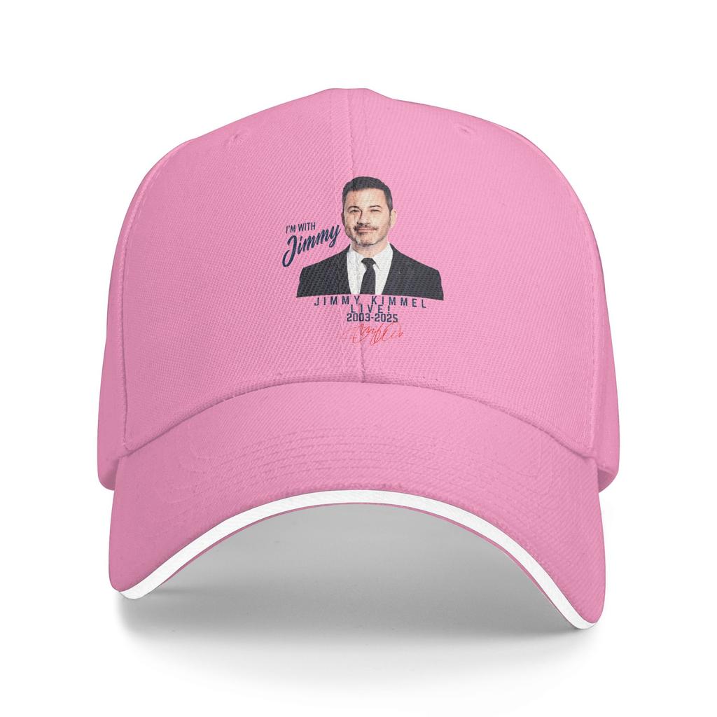 Jimmy kimmel Red Signature  Baseball Cap Adjustable Trucker Hat FeUnisex Unisex Vintage Custom DIY Baseball Caps