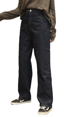 Captain Kay Straight Denim Indigo Size 4L High-Rise Jeans, High-Waisted Jeans, Wide-Leg Pants, Blue,