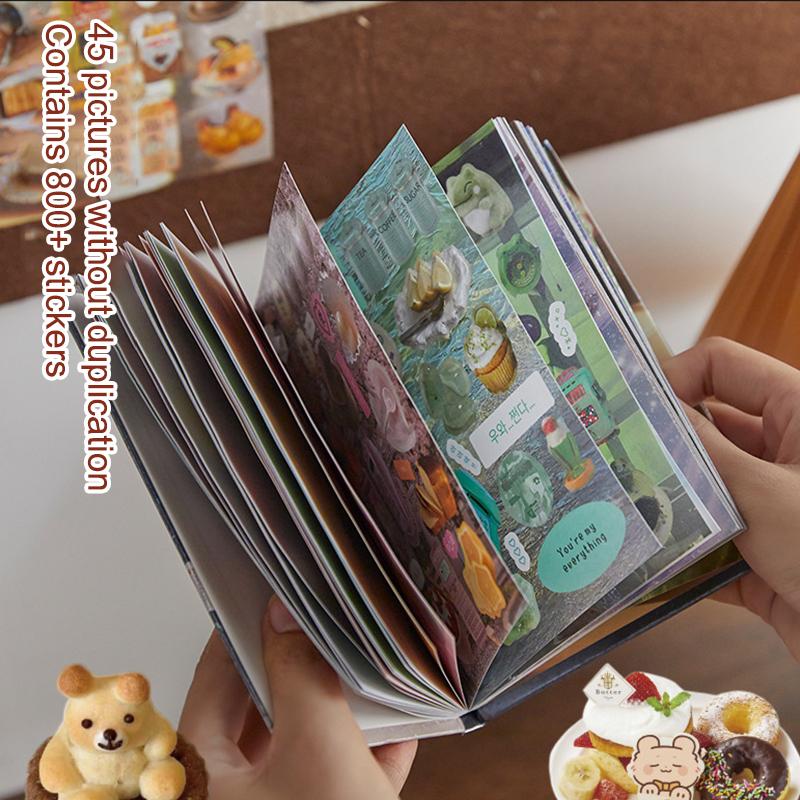 45 Blatt Vintage Stanzdekor-Aufkleberbuch Kawaii Laptop Scrapbooking Aufkleber Kreative DIY Dekorationsaufkleber Geschenke