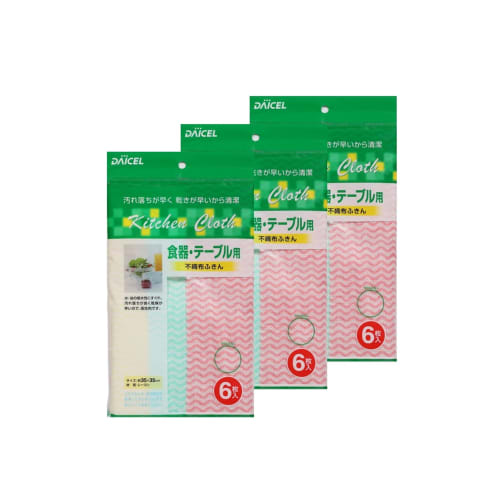 Daicel Miraize Nonwoven Dishcloths, 6 Sheets X 3 Packs