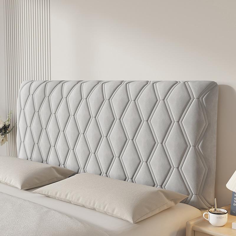 All-inclusive Super Soft Smooth Quilted Head Cover Thicken Velvet Headboard Cover Solid Color Bed Back Dust Protector Cover