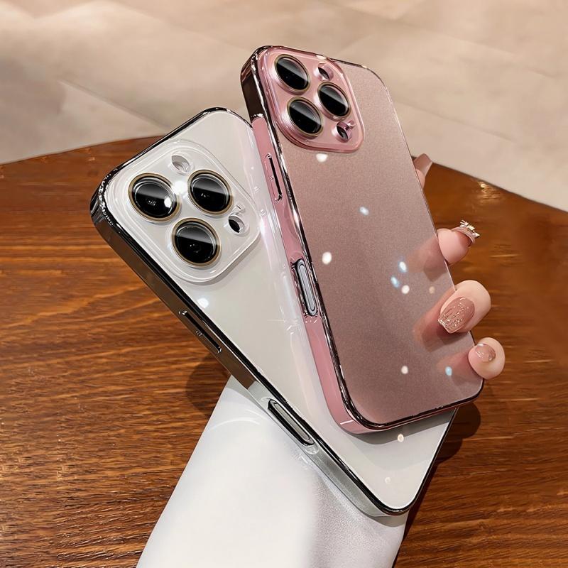 Plating Glass Lens Film Protection Case For For Iphone 17 16 1 14 13 11 12 Pro Max Tempered Glass Shockproof Bumper Hard PC Cover