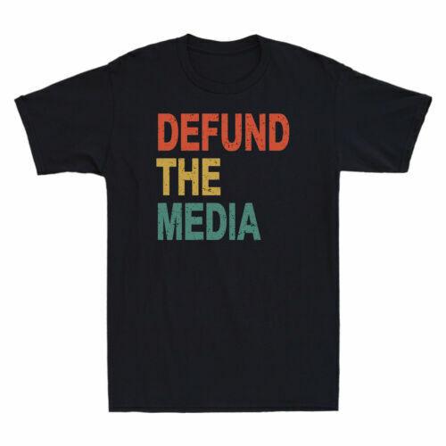 Defund The Media Fake News Funny Slogan Tee Vintage Men Short Sleeve T-shirt L