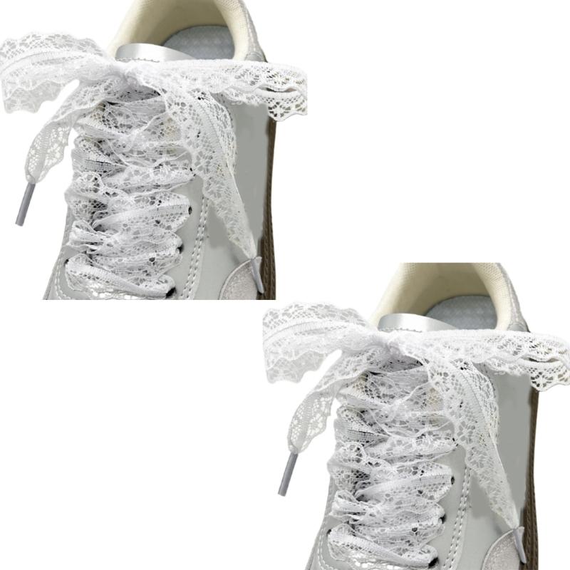 1 Paar Elegante Spitzen-Schnürsenkel für Damen und Mädchen Freizeitschuhe Sneaker 3 cm Breit Flache Schnürsenkel Ersatz