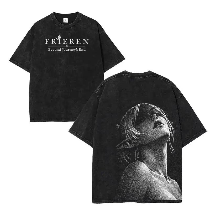 

Japanese Anime Frieren T-shirt Gothic Y2k Vintage Washed Tshirt Men Women Clothing Top Summer High Quality Pure Cotton Tee Shirt S