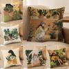 Elegant Simple Flower-growing Girl Pillow Case Printing Pillowcase Living Room Sofa Cushion Cover Bedroom Room Decor