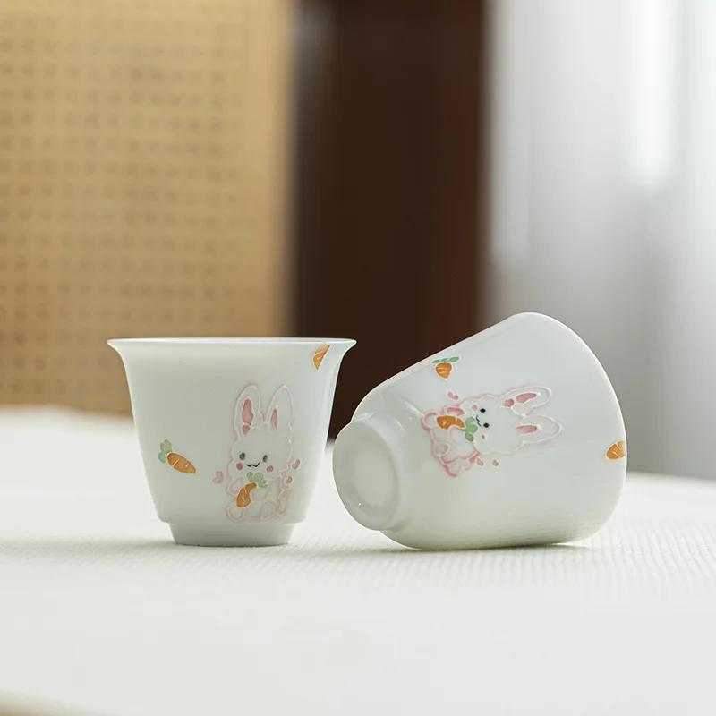 Japanese Hand-painted Moe Rabbit Teapot Lifting Pot Household White Porcelain Bubble Teapot Ball Hole Filter Kung Fu Tea Set