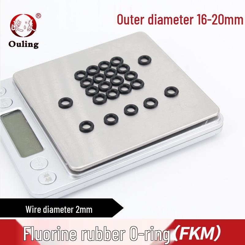 Black Fluororubber O-ring, 16-20mm Outer Diameter, 2mm Cross-section: Oil, Wear, Pressure Resistant. OD 16*2mm (10 pcs) Black Fluororubber O-ring