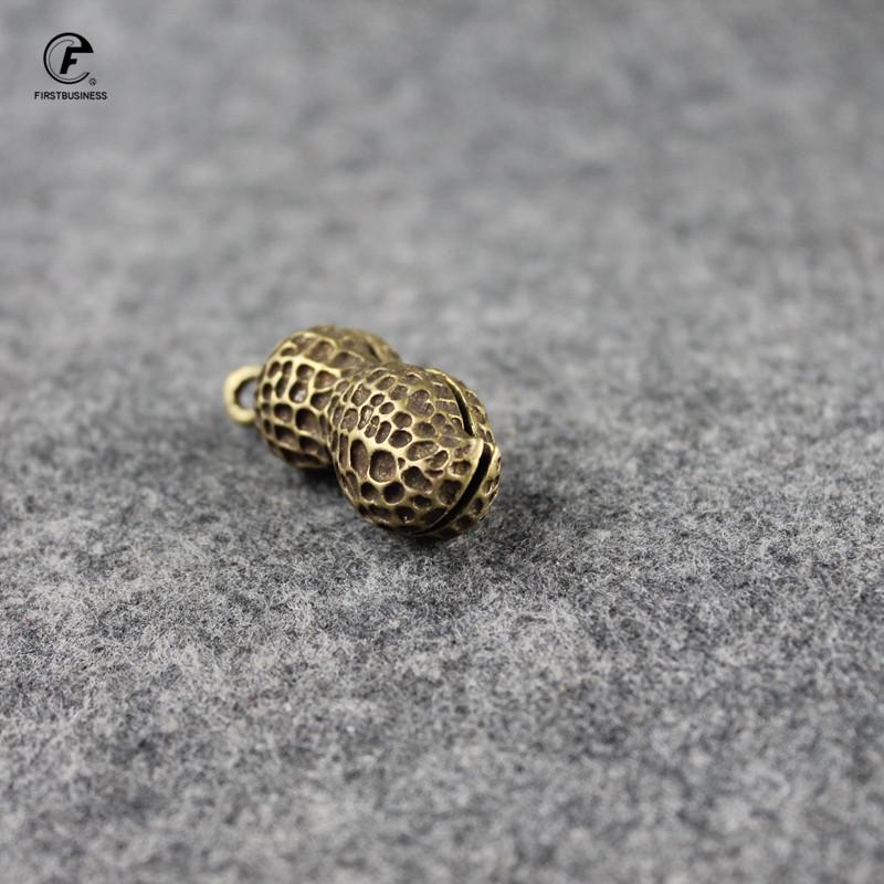 Solid Brass Peanut bell Ornaments Copper Figurines Feng Shui Desk Decoration Home Decor Accessories Keychain Pendant gifts
