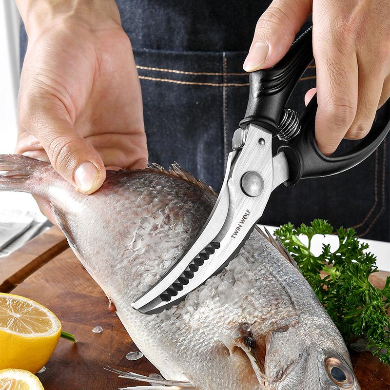 Kraftvolle Hähnchenknochenschere Hähnchen Enten Fischschneider Schere 4Cr13 Edelstahl Schere Geflügel Fischknochenschere