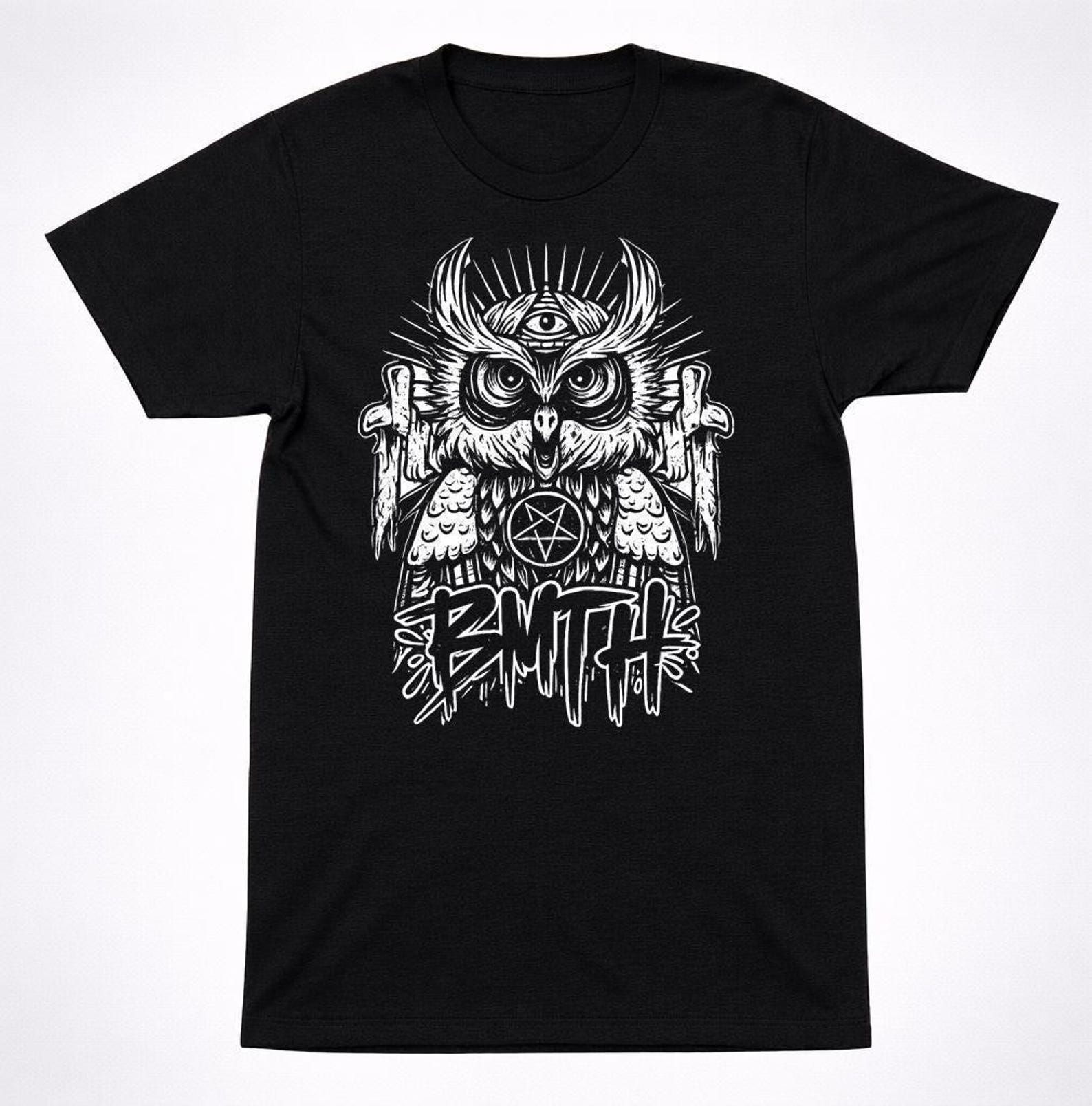 BMTH Bring Me The Horizon Owl Metal T-Shirt - Hard Rock Metalcore Band Tee - Bold Graphic Print, Cotton, Unisex Wear 3XL