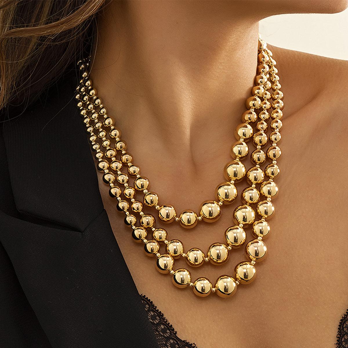 

Exaggerated Acrylic CCB Big Ball Bead Chain Necklace for Women 2026 Trending Gothic Multilayer Choker Neck Jewelry Steampunk Men