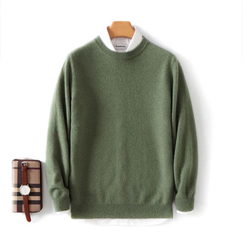 Men's Pure Wool Loose Fit Sweater: Casual & Formal Round Neck for Autumn/Winter