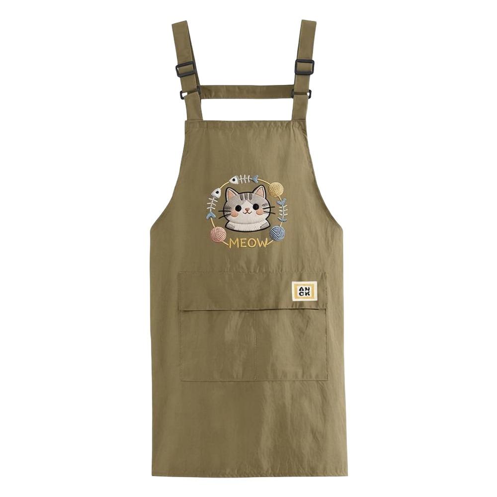 

Cute Cartoon Kitch Apron Anti-fouling Waterproof Cooking Baking Bibs Oil-proof Sleeveless Catering Work Clothes for Home Kitchen хаки