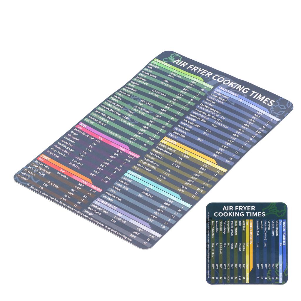 2 Pezzi Foglio Orario Magnetico Cucina Friggitrice Tabelle Tempi di Cottura Guida Rapida Accessorio Per Friggitrice