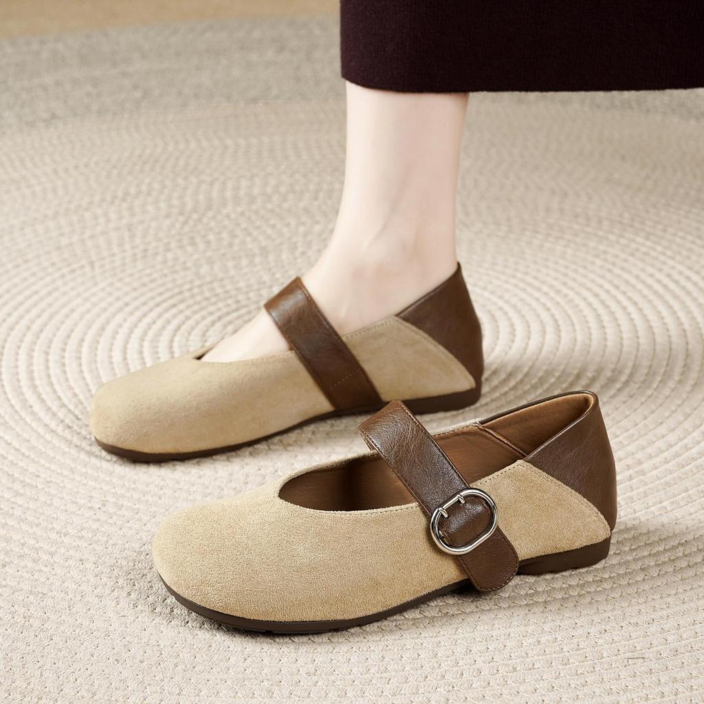 2025 Autumn Retro Korean Leopard Print Sheepskin Mary Janes with Hidden Heel & Soft Sole