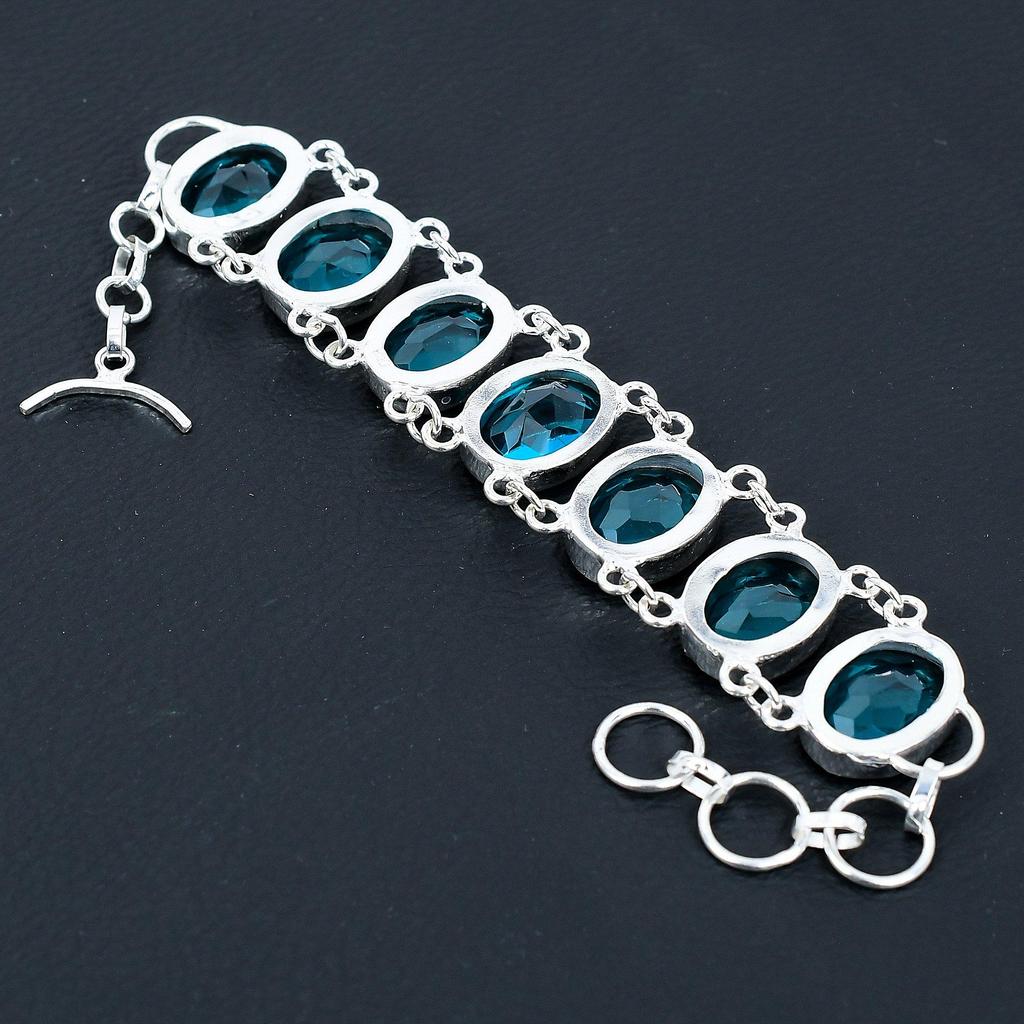 Aquamarine Gemstone Bracelet, 925 Sterling Silver Jewelry Bracelet, Aquamarine Gemstone Jewelry Bracelet For Women Bracelet Gifts For Her