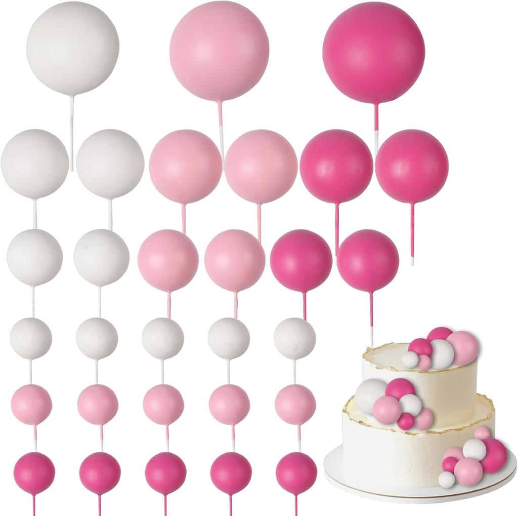 30Pcs Ball Cake Decorations Birthday Party Wedding Decoration Cake Topper with  Blue White Dark Blue Balloons for Festivals
