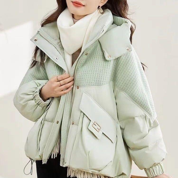 Down Cotton-padded Jacket, Short Loose and Thick Winter Small Warm Cotton-padded Jacket, Hooded Jacket