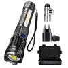 High Power LED Flashlight USB Rechargeable Tactical Zoom Torch 10 Lighting Modes Powerful Lantern for Camping Outdoor Emergency