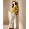 D.F.DEAR Women's Linen V-Neck Top & Wide-Leg Pants Set